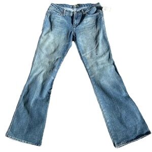 7 For All Mankind A Pocket Flare Jeans Blue and White Crystals Y2K Size 29
